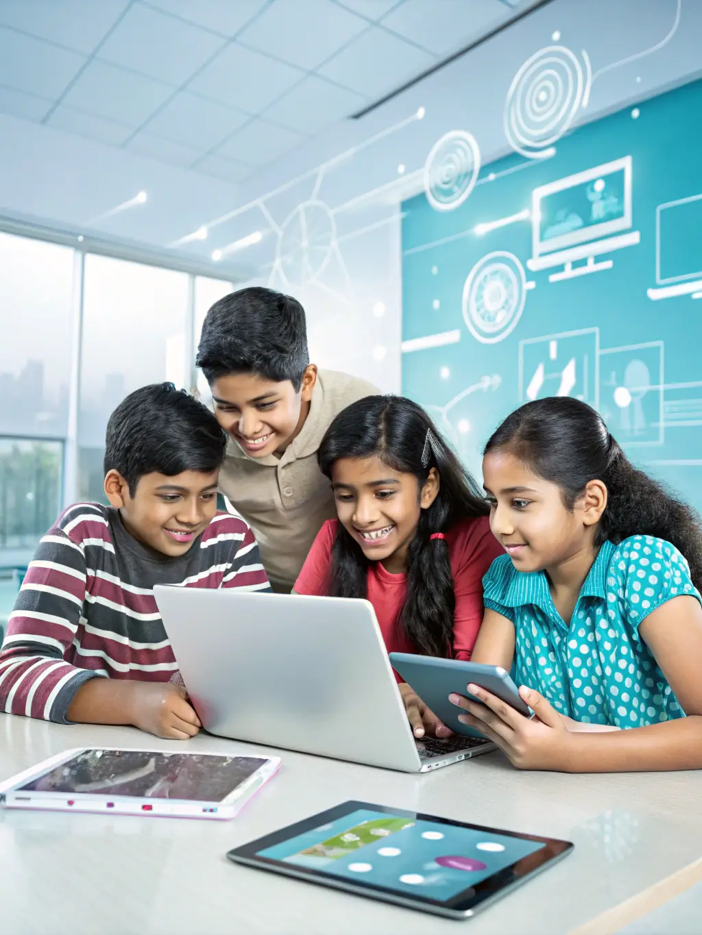 A group of young people participating in a coding workshop at the community center, focused on learning new tech skills.